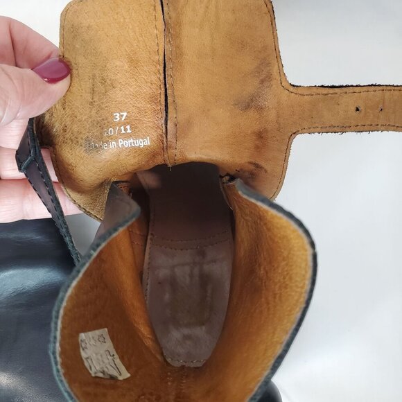 Hudson Black Leather Side Buckle Women's Boot Size 37( US 6) - Picture 14 of 16